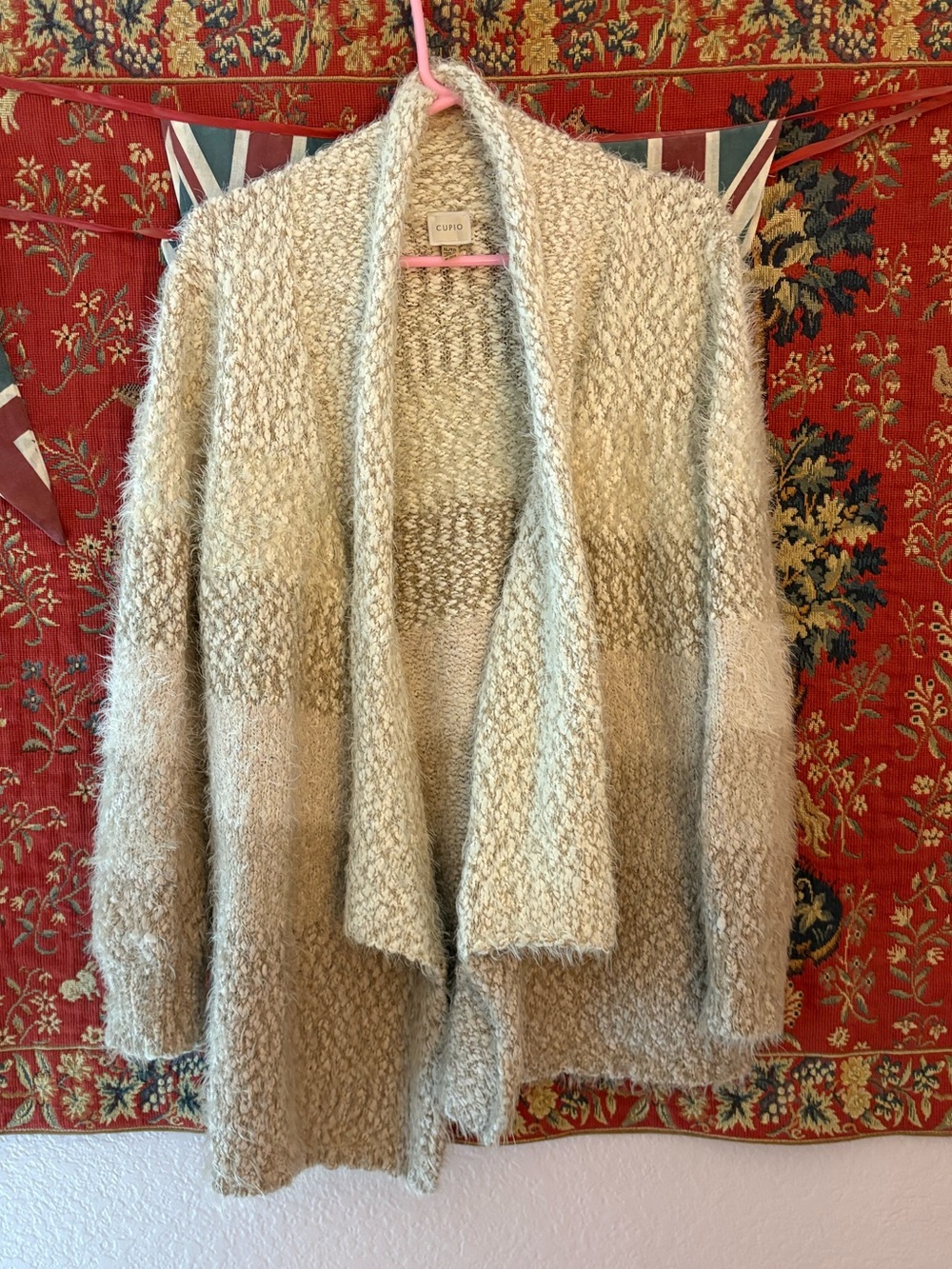 Cupio Open-Front Chunky Knit Cardigan - Cream